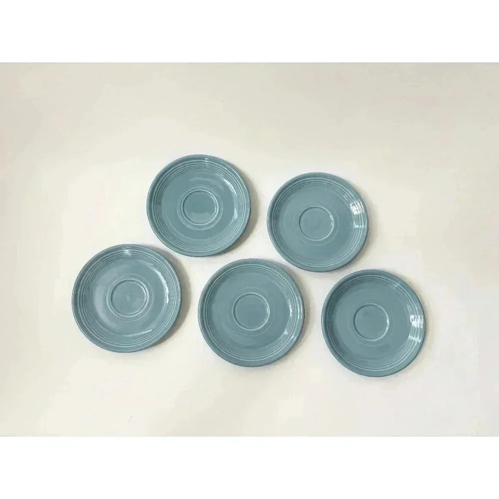 Set of 5 Fiestaware Homer Laughlin Baby Blue Saucer Plates